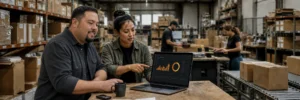 E-commerce constraint dashboard tracking qualified traffic, conversion, repeat purchases, contribution margin, and inventory inside an active warehouse