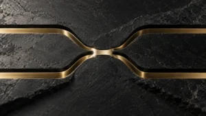 Brass paths narrowing through a single junction, illustrating a growth constraint.
